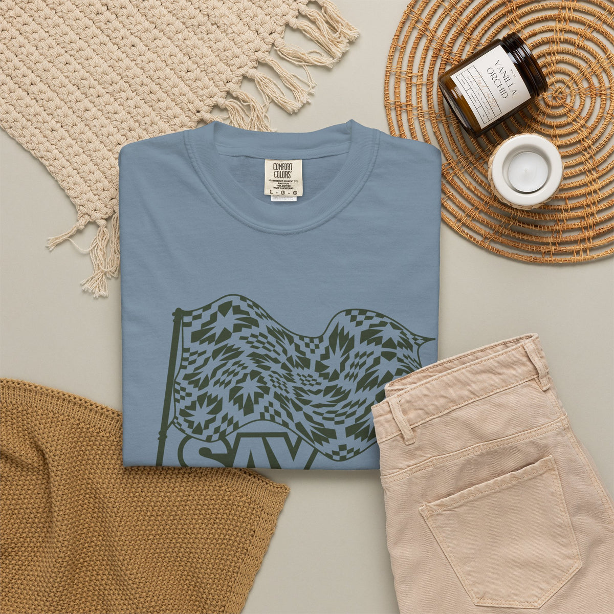 Say It With Fabric T‑Shirt (Various Colors with Green)