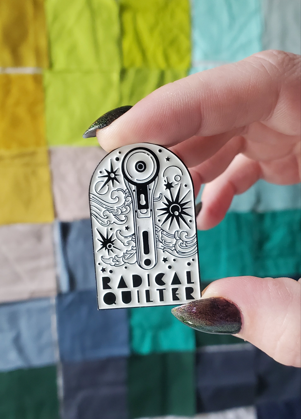 Glow in the Dark Enamel Pin (Radical Quilter)