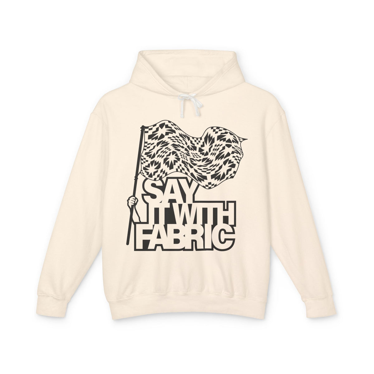Say It With Fabric Hoodie (Cream with Black)