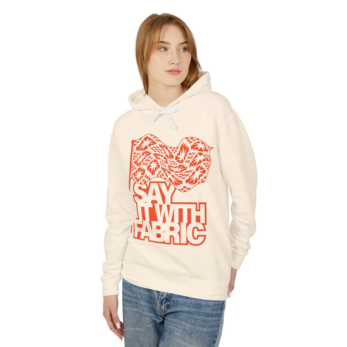 Say It With Fabric Hoodie (Cream with Orange)