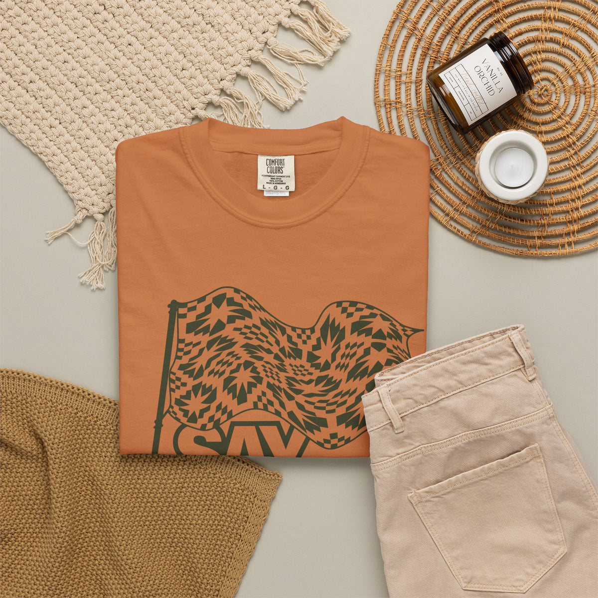 Say It With Fabric T‑Shirt (Various Colors with Green)