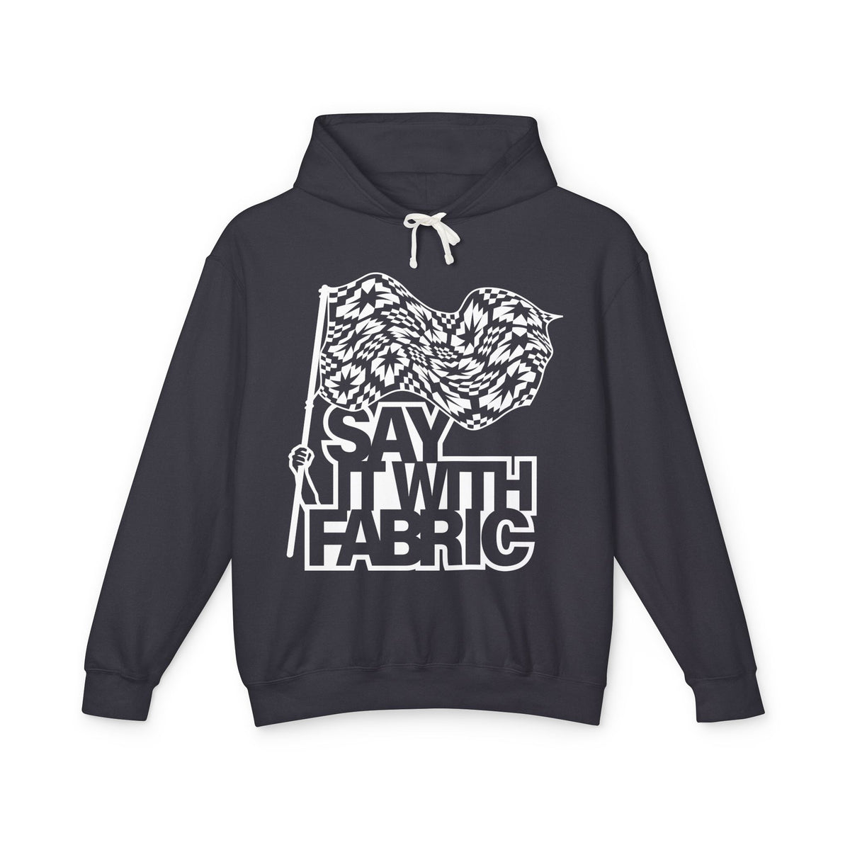 Say It With Fabric Hoodie (Black with White)
