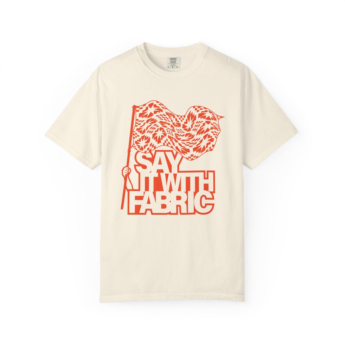 Say It With Fabric T‑Shirt (Cream with Orange)