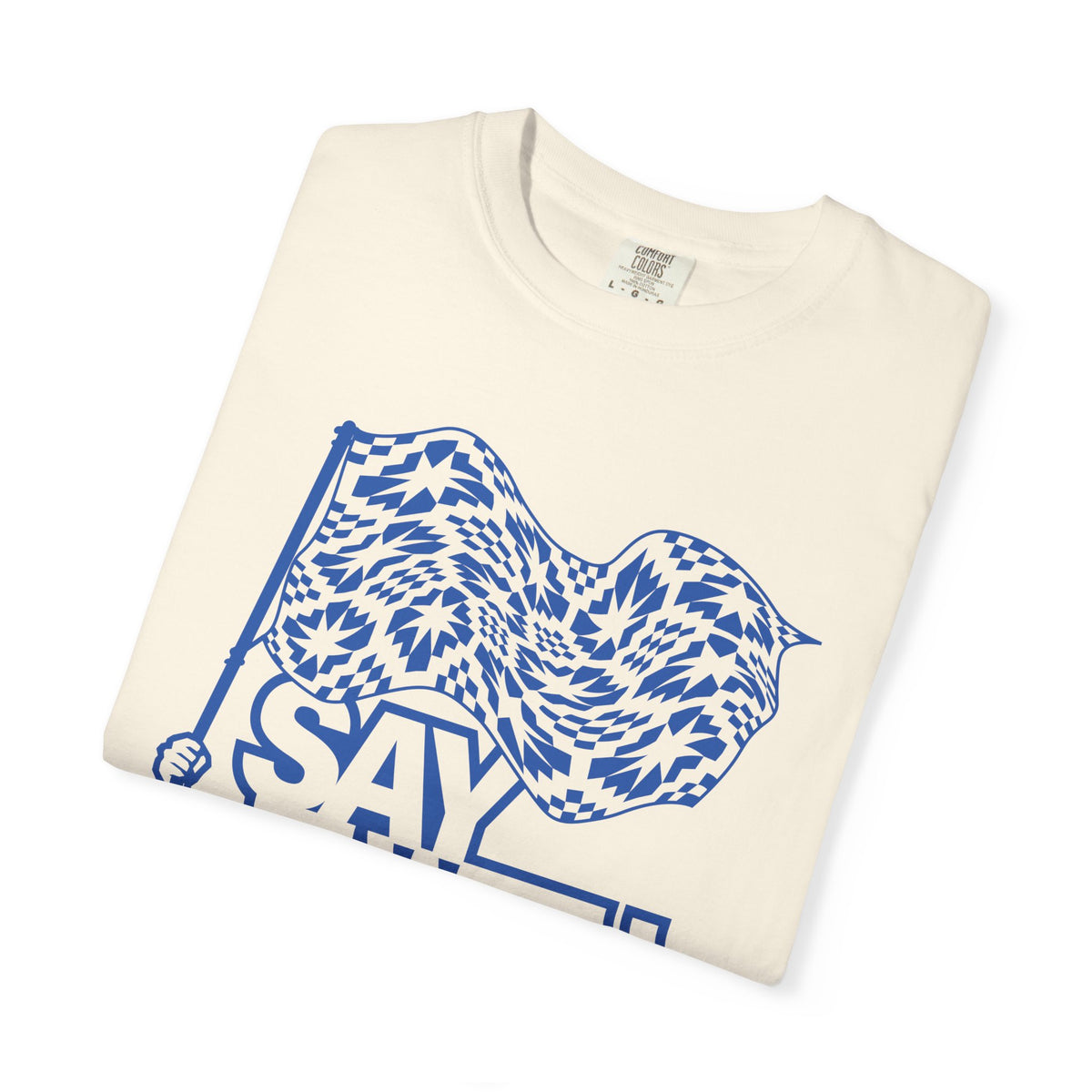 Say It With Fabric T‑Shirt (Cream with Blue)