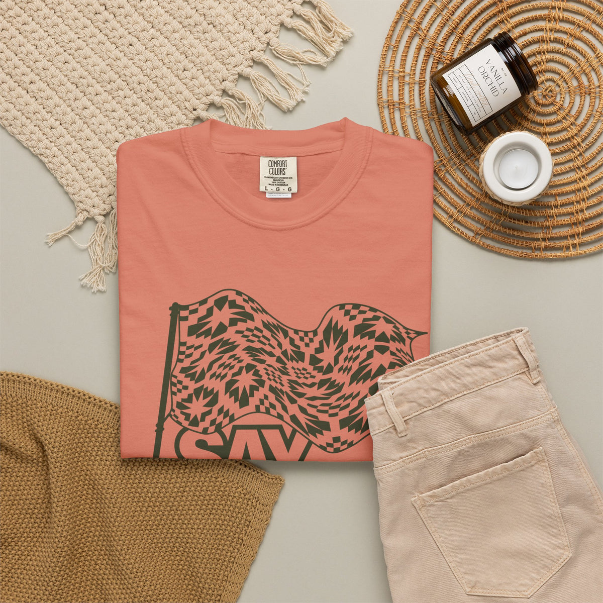 Say It With Fabric T‑Shirt (Various Colors with Green)