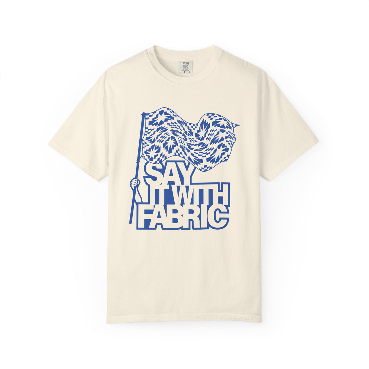 Say It With Fabric T‑Shirt (Cream with Blue)