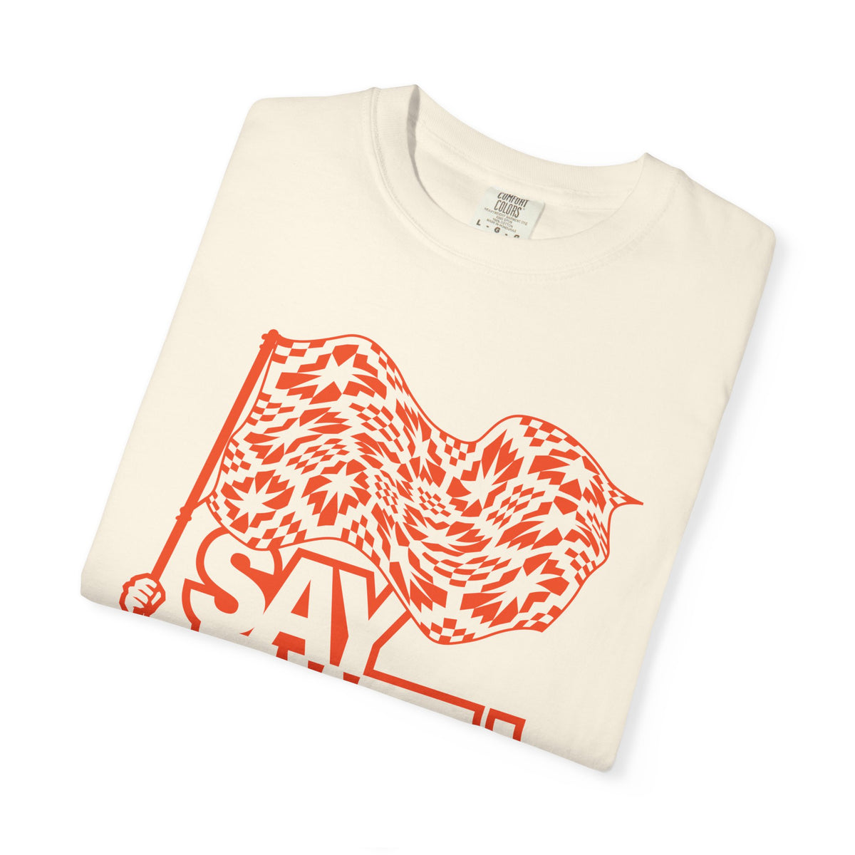 Say It With Fabric T‑Shirt (Cream with Orange)