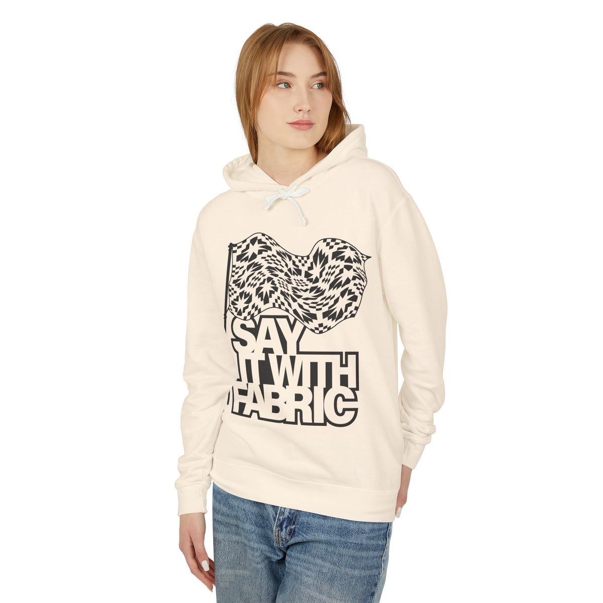 Say It With Fabric Hoodie (Cream with Black)