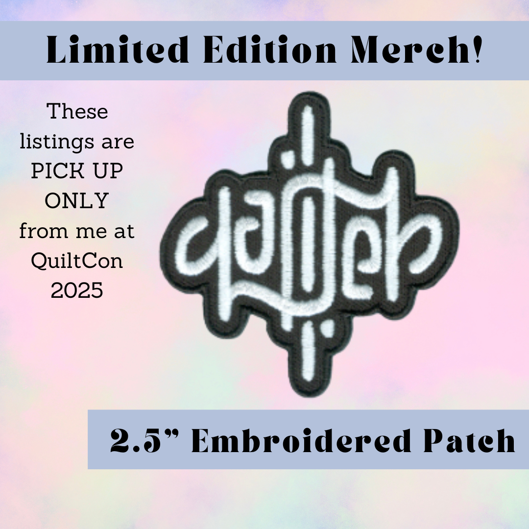 2.5" QUILTER Ambigram Embroidered Patch (QuiltCon Pick Up)