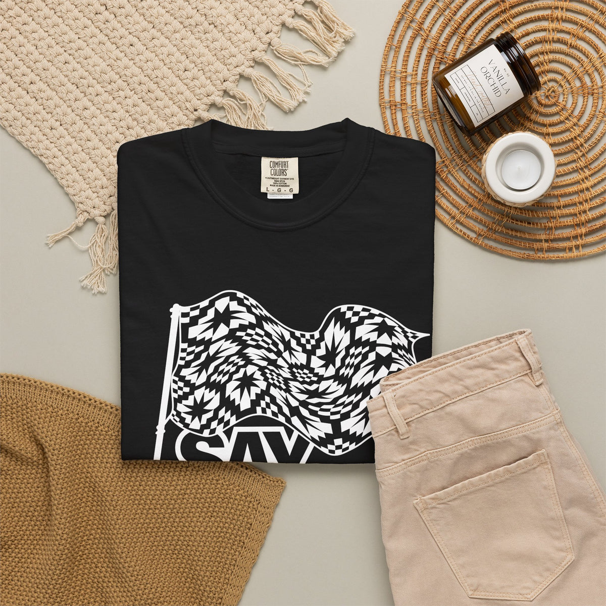 Say It With Fabric T‑Shirt (Black with White)