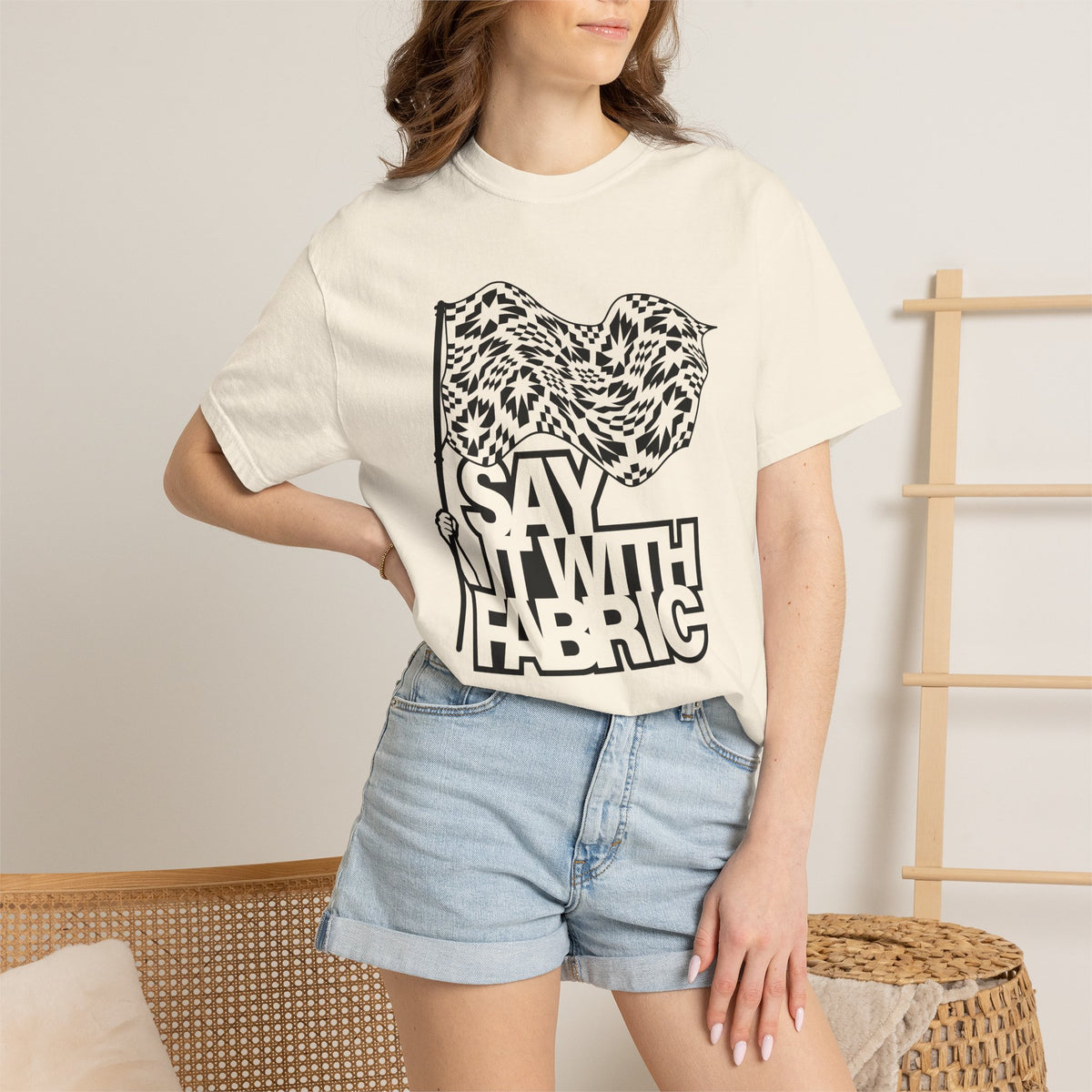 Say It With Fabric T‑Shirt (Cream with Black)
