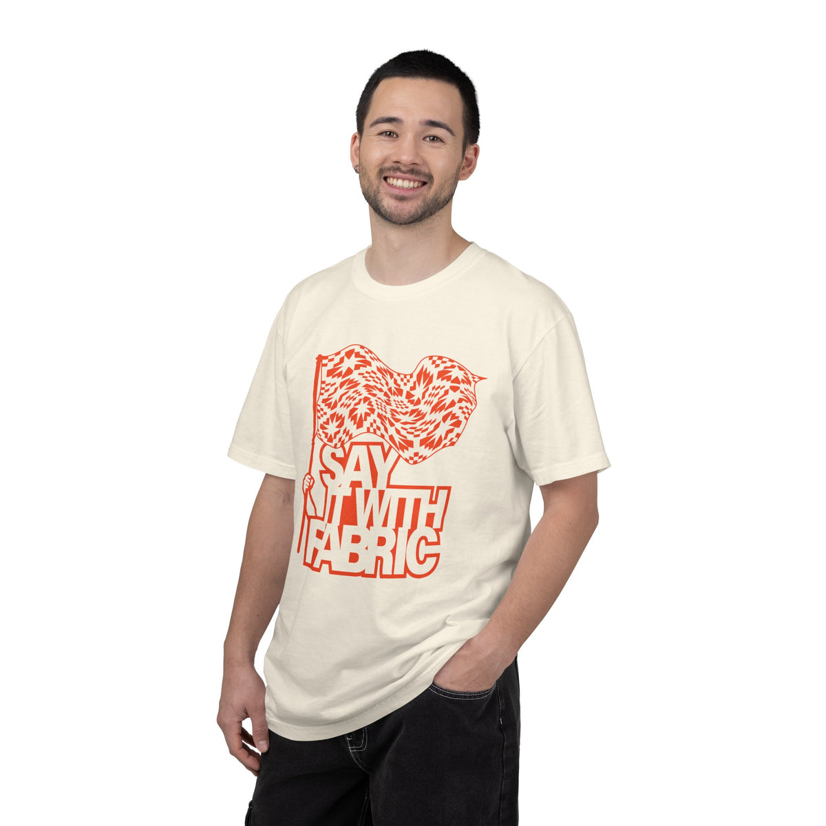 Say It With Fabric T‑Shirt (Cream with Orange)