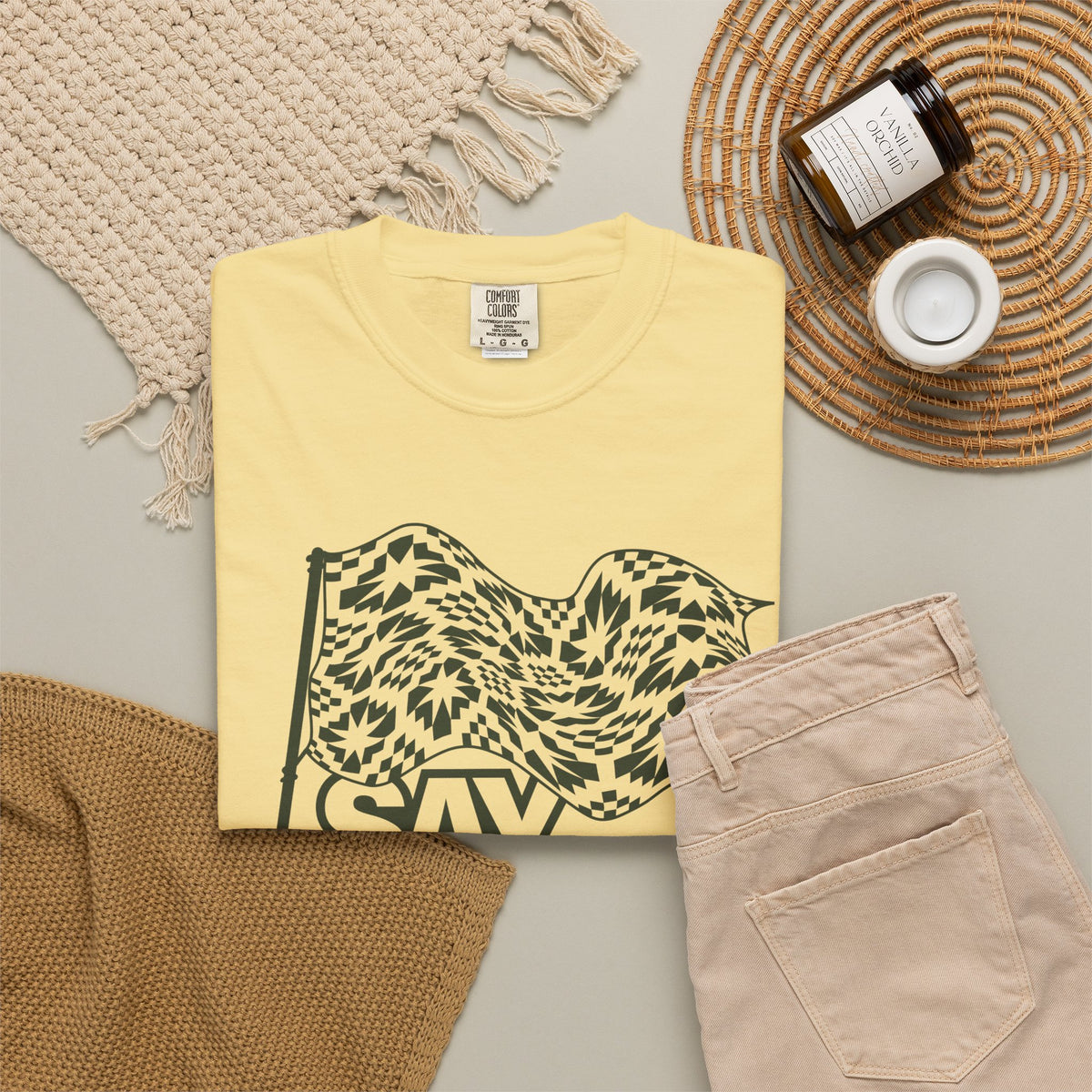 Say It With Fabric T‑Shirt (Various Colors with Green)
