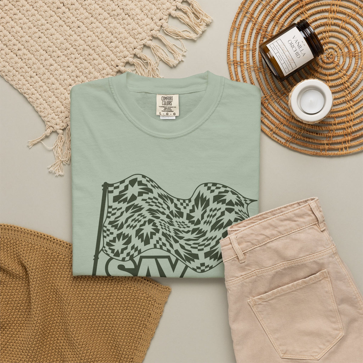 Say It With Fabric T‑Shirt (Various Colors with Green)