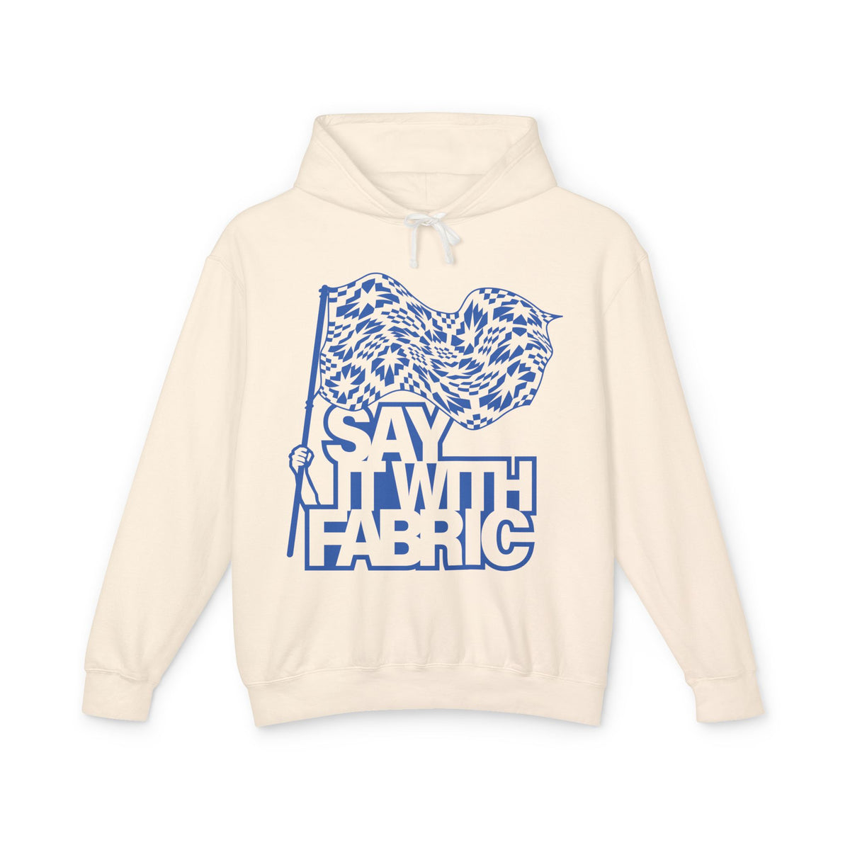 Say It With Fabric Hoodie (Cream with Blue)
