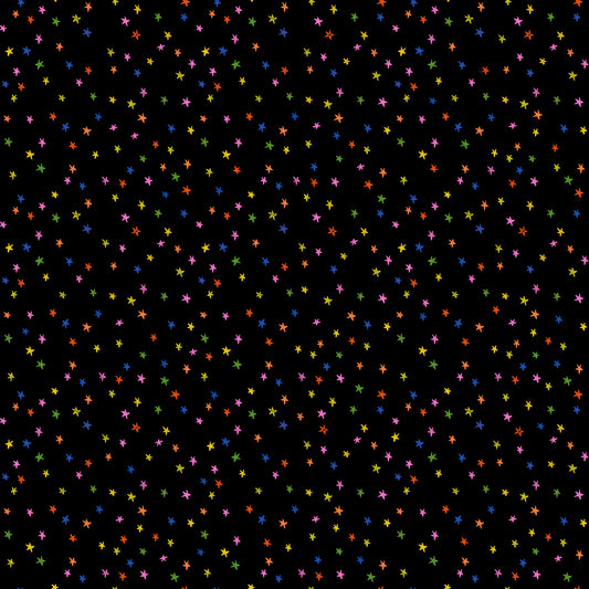 Starry Yardage - Black Vivid Rainbow Mini